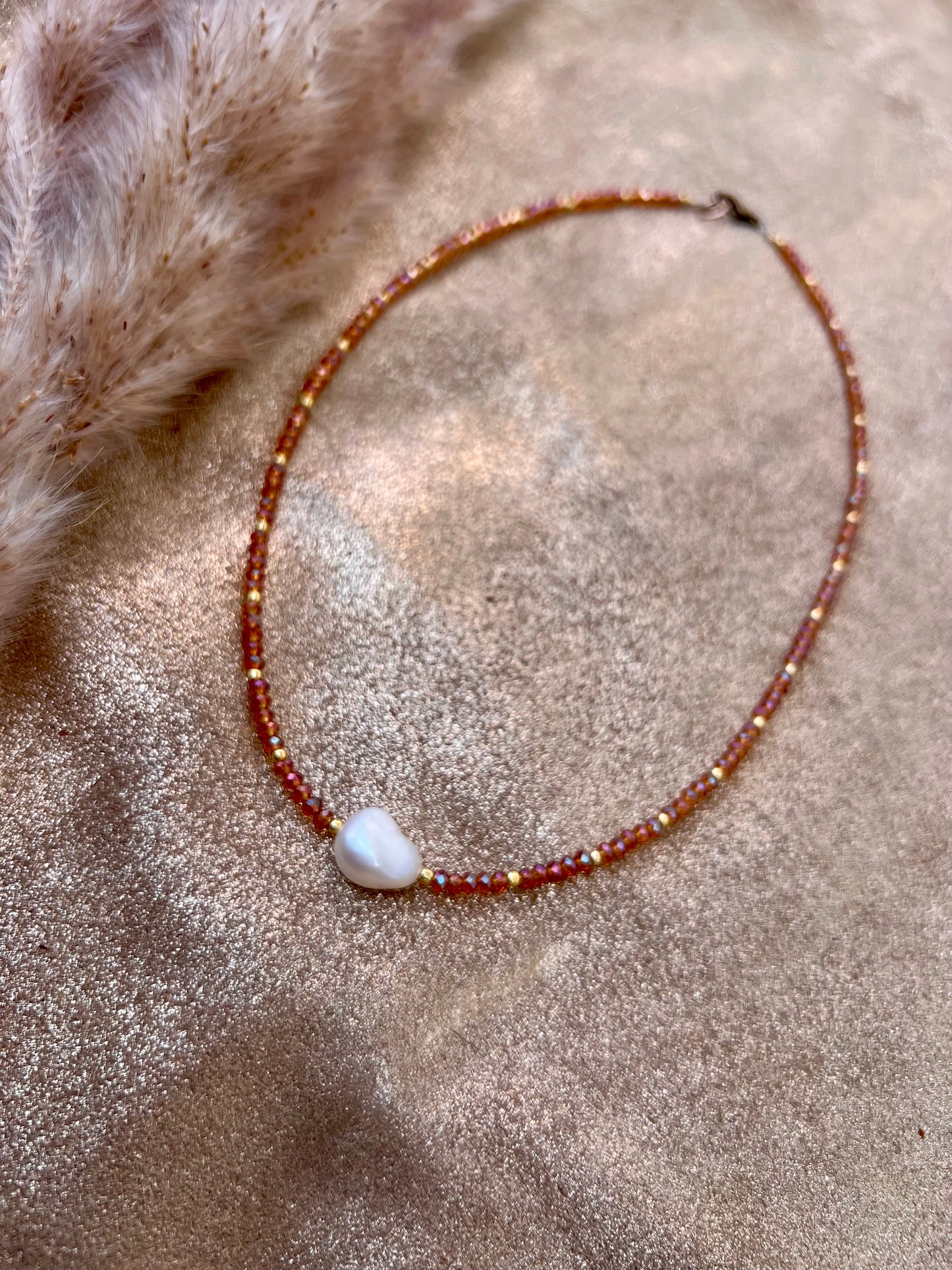 Amber Colored Pearl Necklace