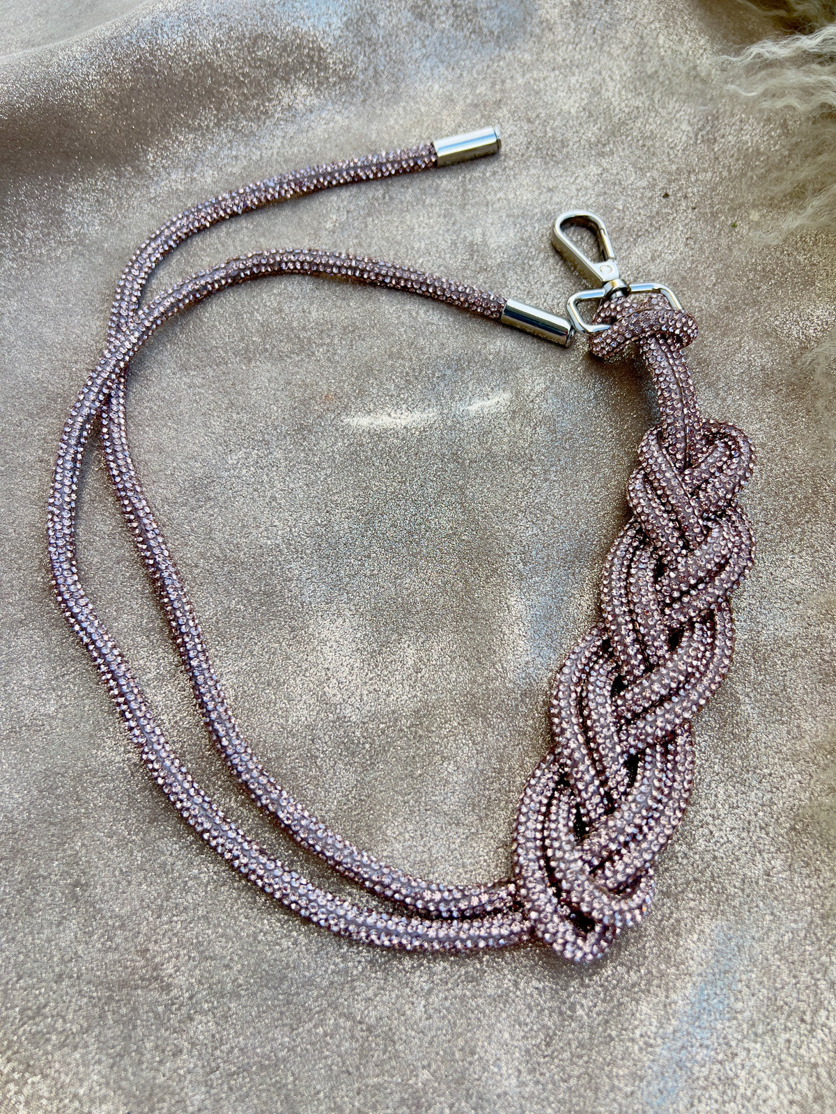 Tan/Pink Rhinestone Tassel or Handle