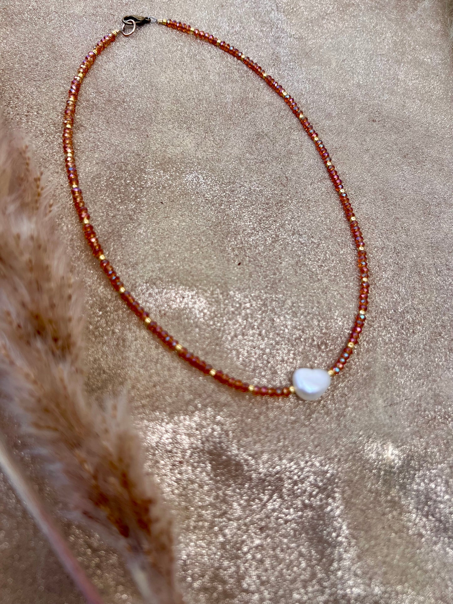 Amber Colored Pearl Necklace