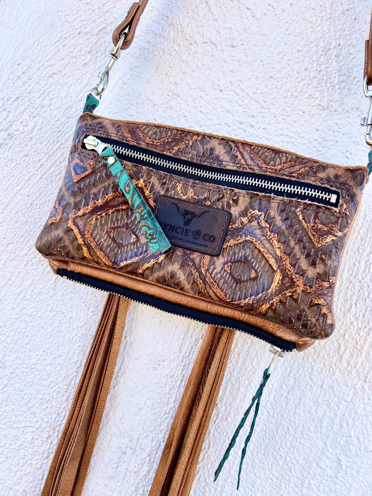 Bi Fold Wallet - Bronze and Turquoise