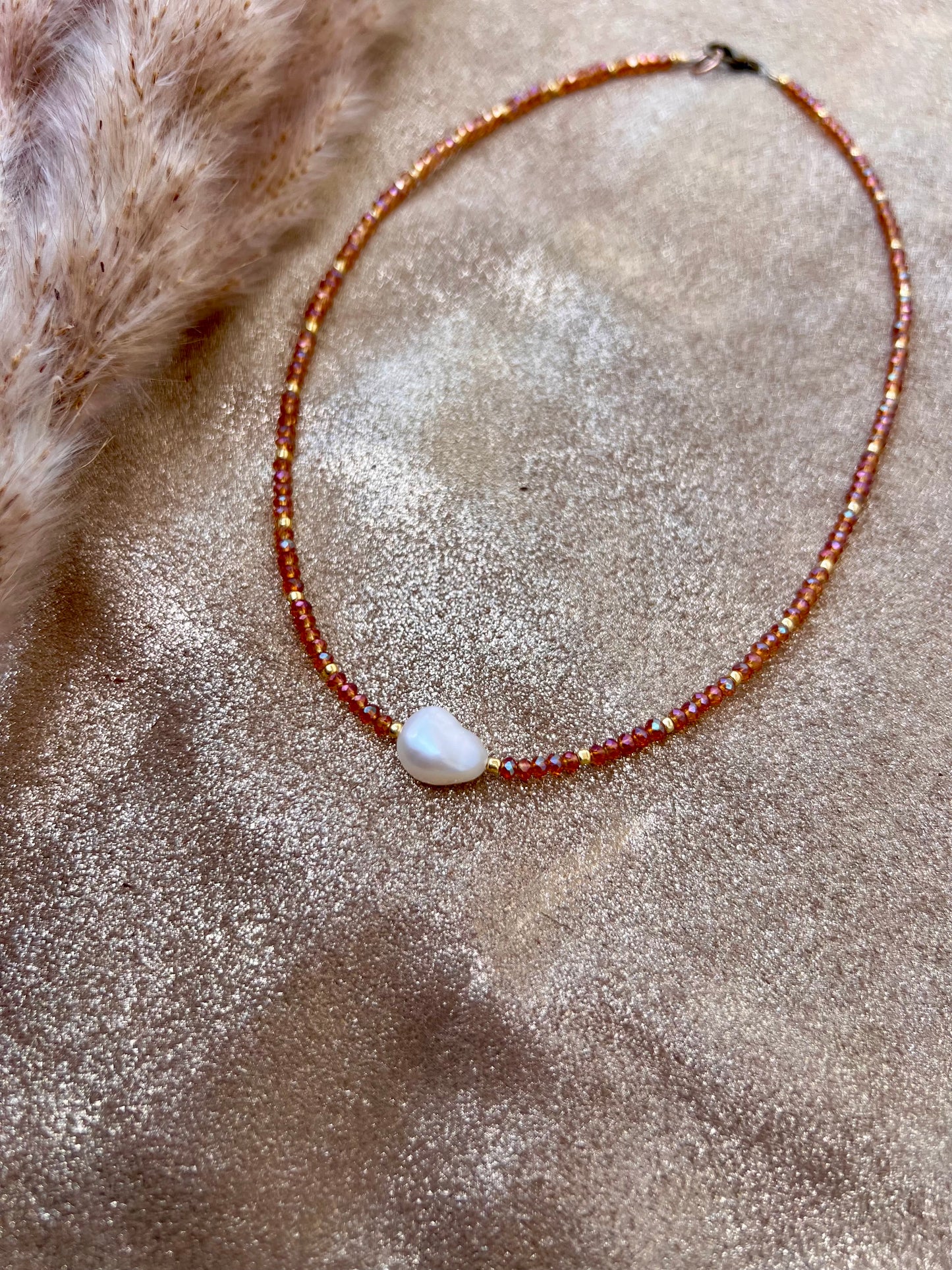 Amber Colored Pearl Necklace