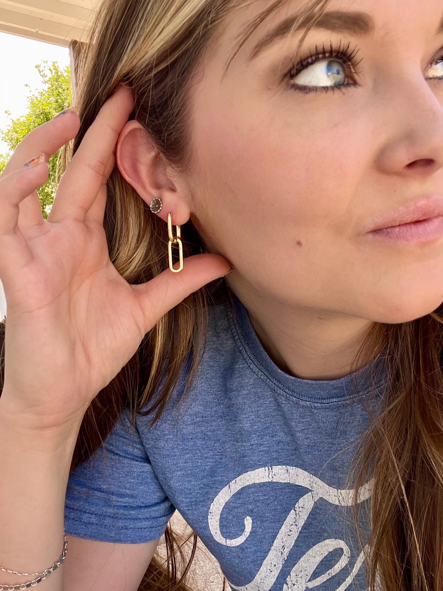 Gold Oval Hoop Earring