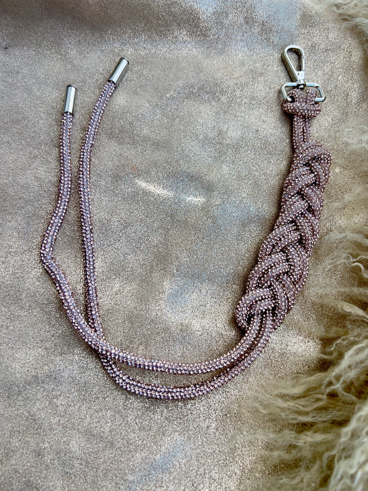 Tan/Pink Rhinestone Tassel or Handle