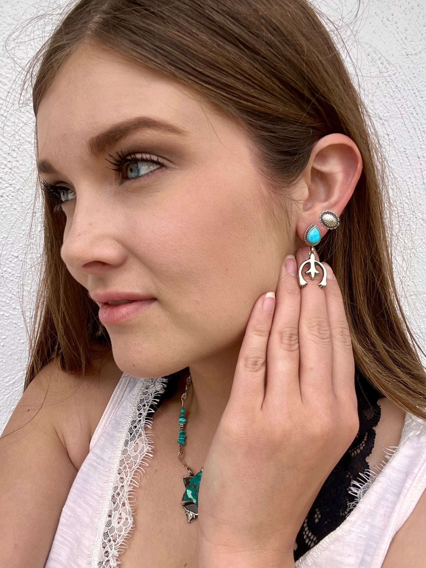 Turquoise and Sterling Silver Earrings.