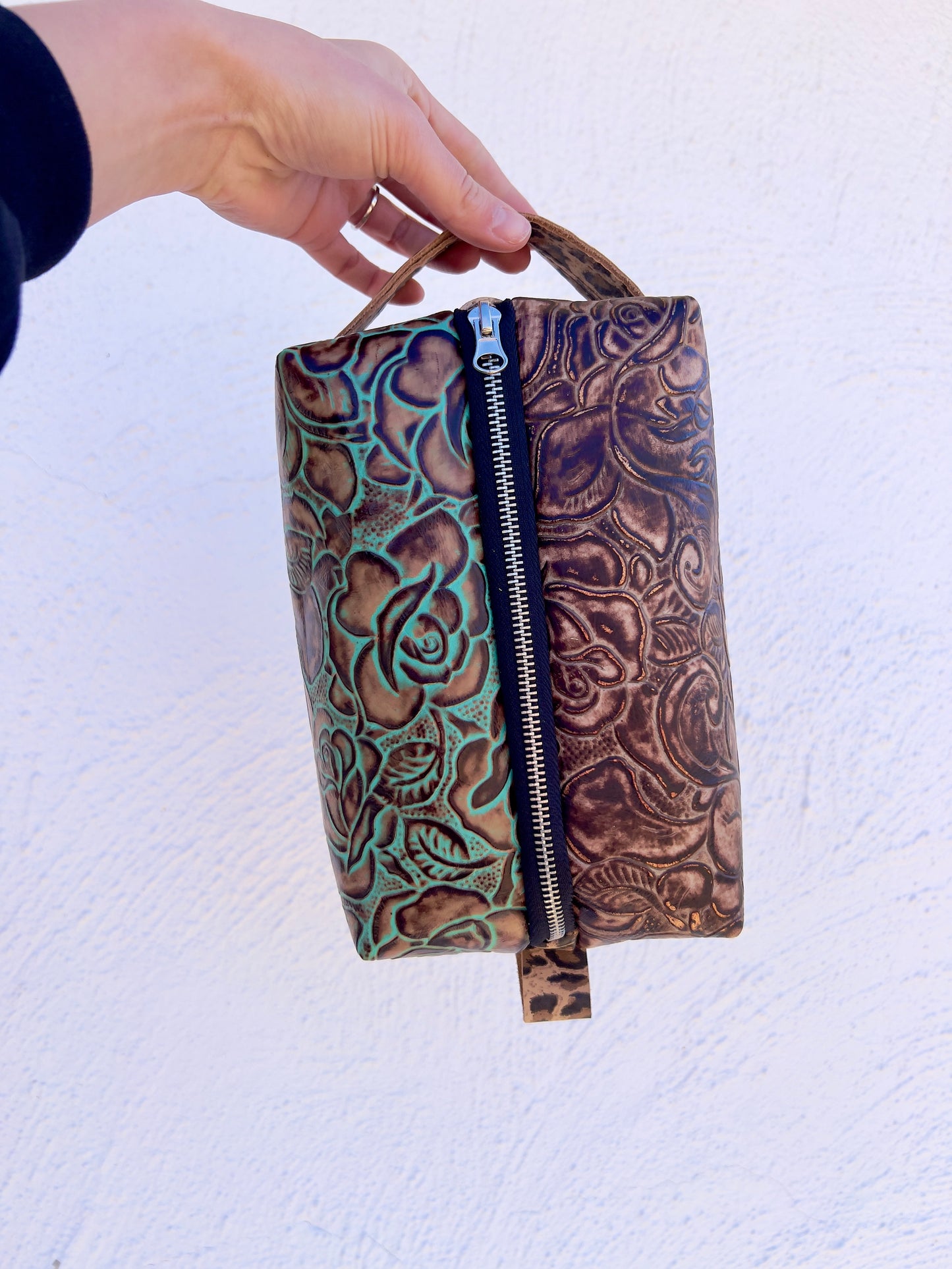 Boxed Makeup Bag Brown and Green Rose