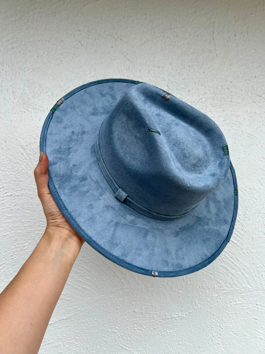 Denim Blue And Metallic Hat