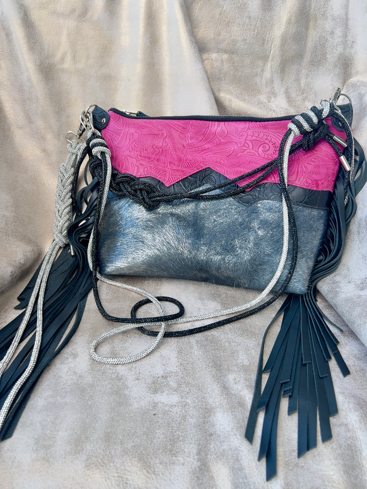 Black and Silver Rhinestone Strap