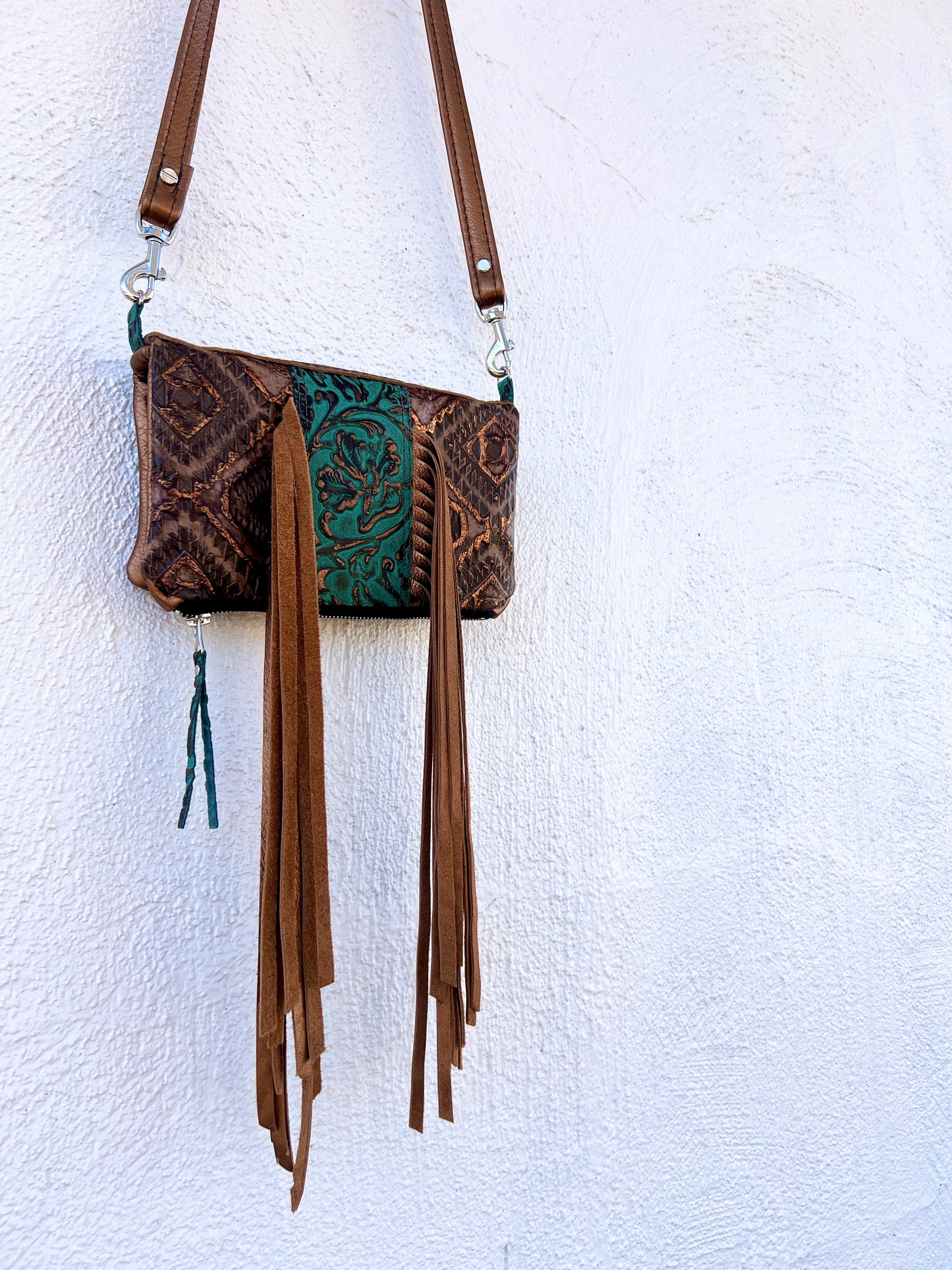 Bi Fold Wallet - Bronze and Turquoise