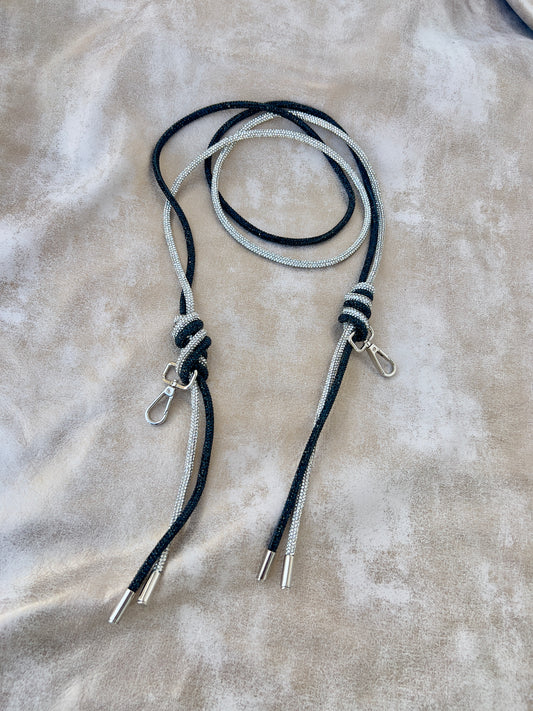 Black and Silver Rhinestone Strap