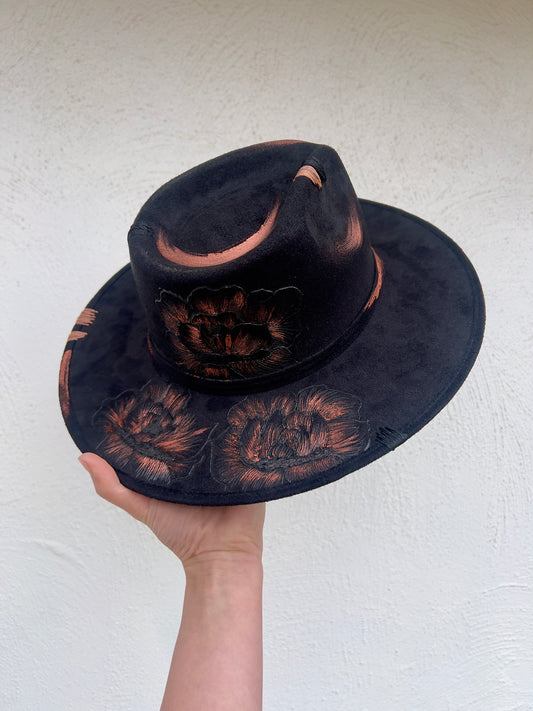 Black Floral Hat
