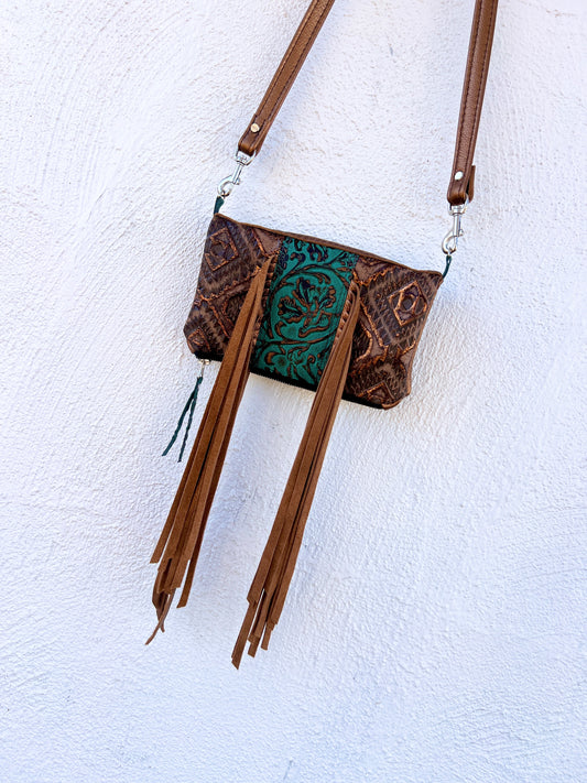 Bi Fold Wallet - Bronze and Turquoise