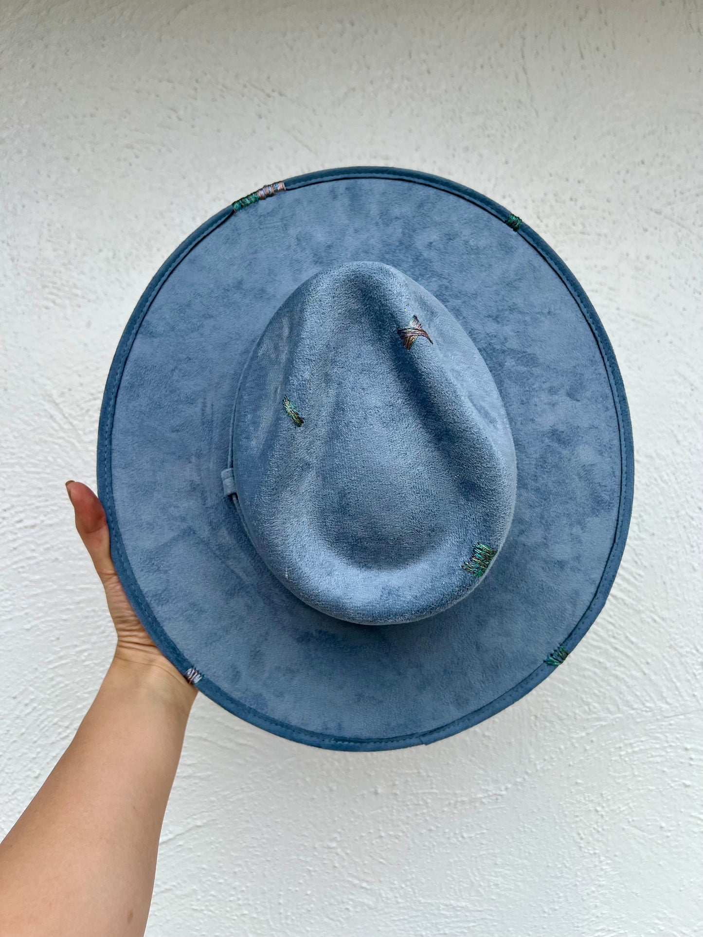 Denim Blue And Metallic Hat