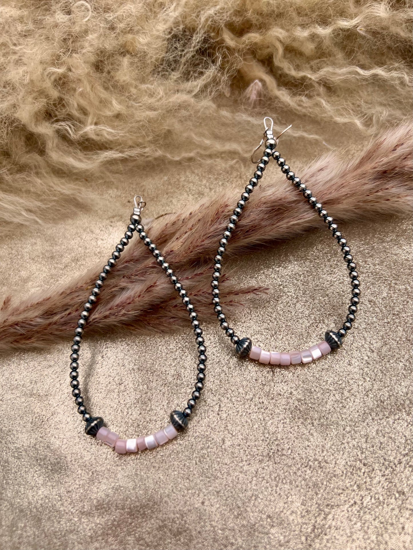 Sterling Silver Pearl and Pink Shell Earrings