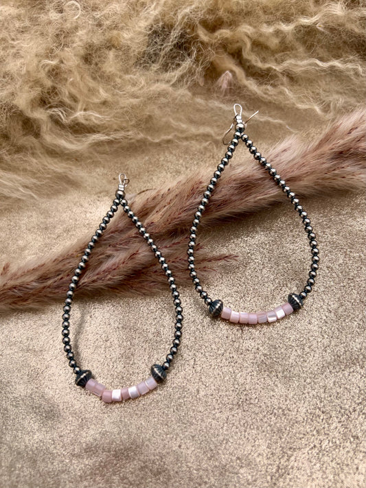 Sterling Silver Pearl and Pink Shell Earrings