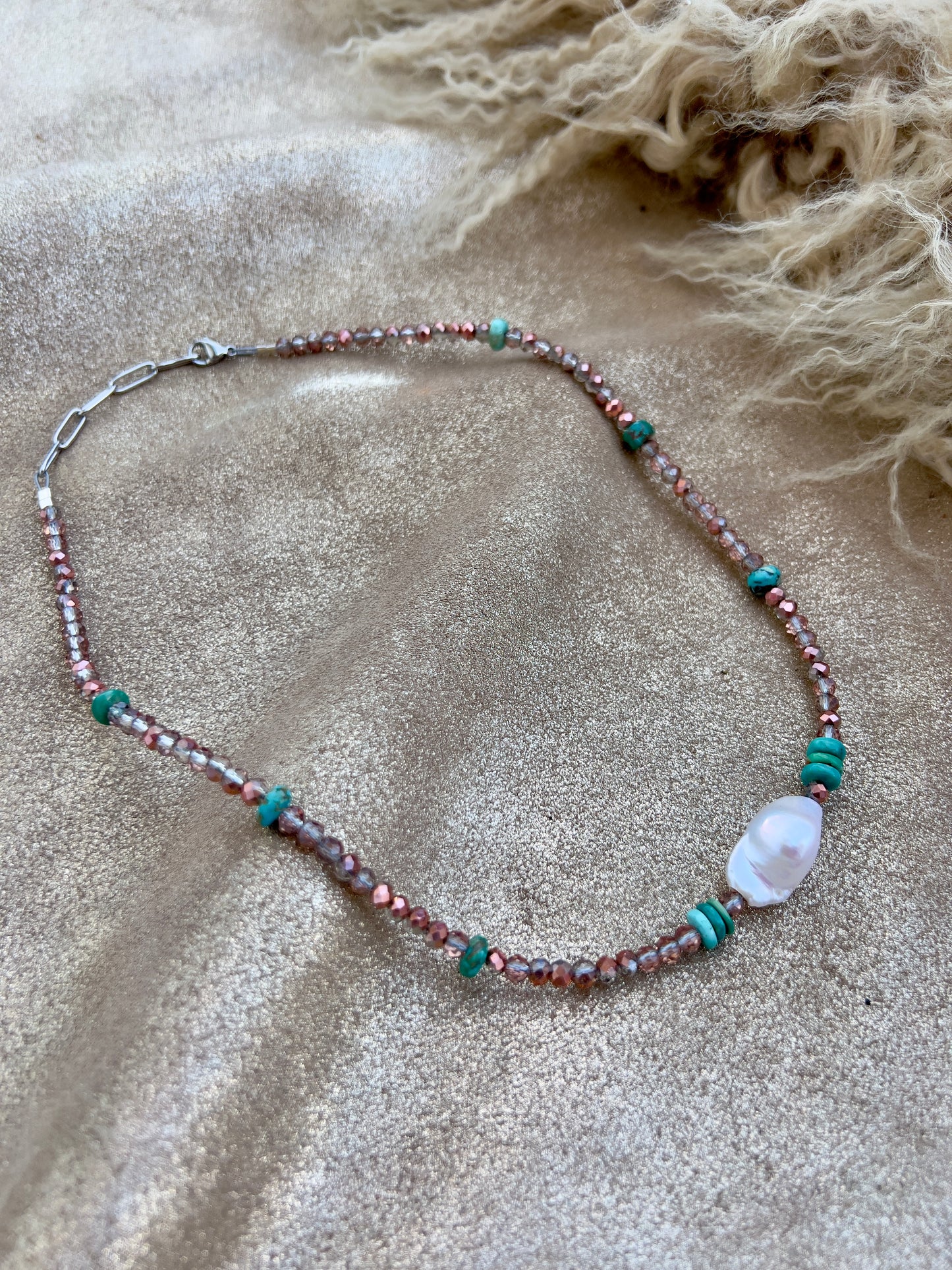 Baroque Pearl and Turquoise Necklace
