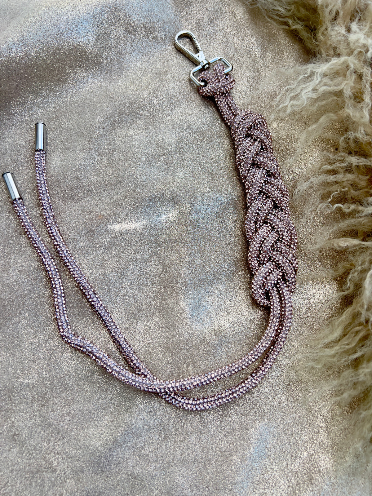 Tan/Pink Rhinestone Tassel or Handle