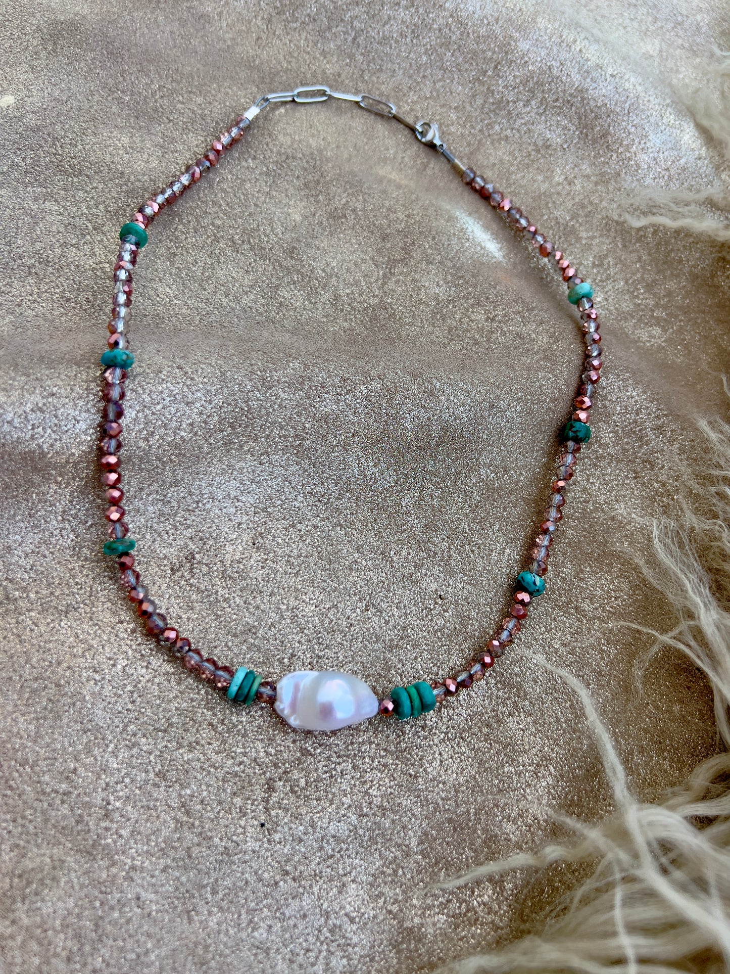 Baroque Pearl and Turquoise Necklace