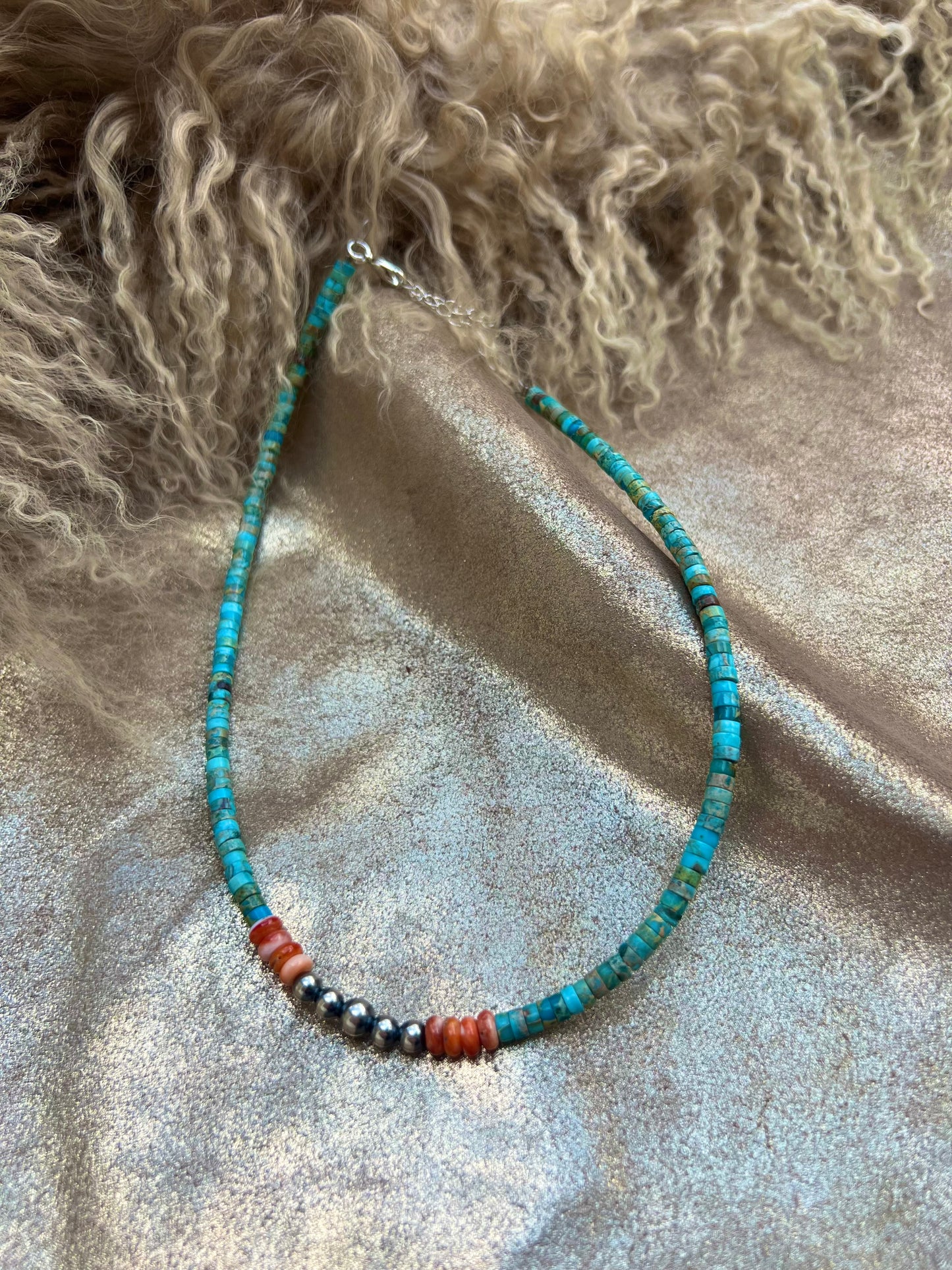 Turquoise and Spiny Oyster Necklace