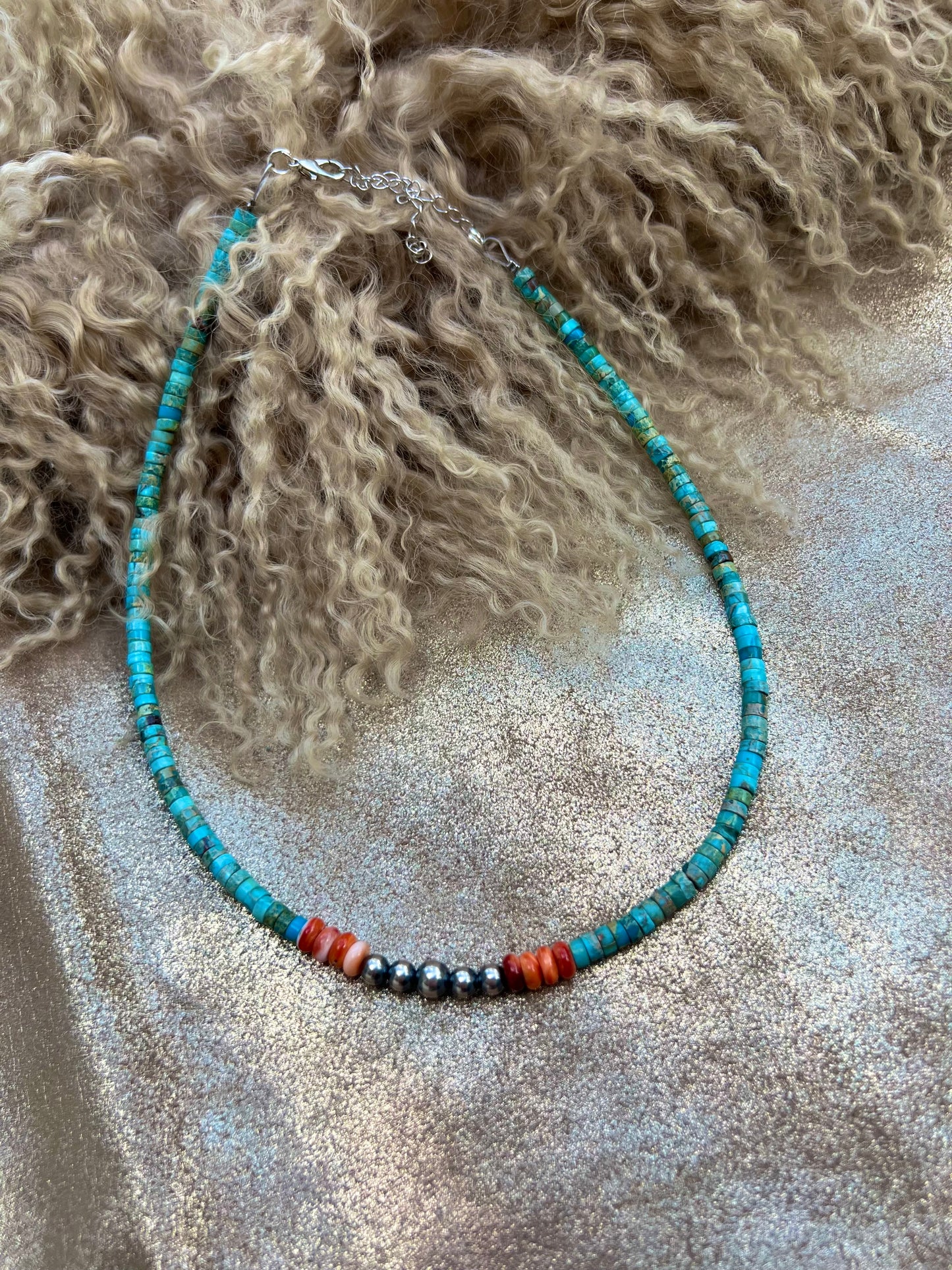 Turquoise and Spiny Oyster Necklace