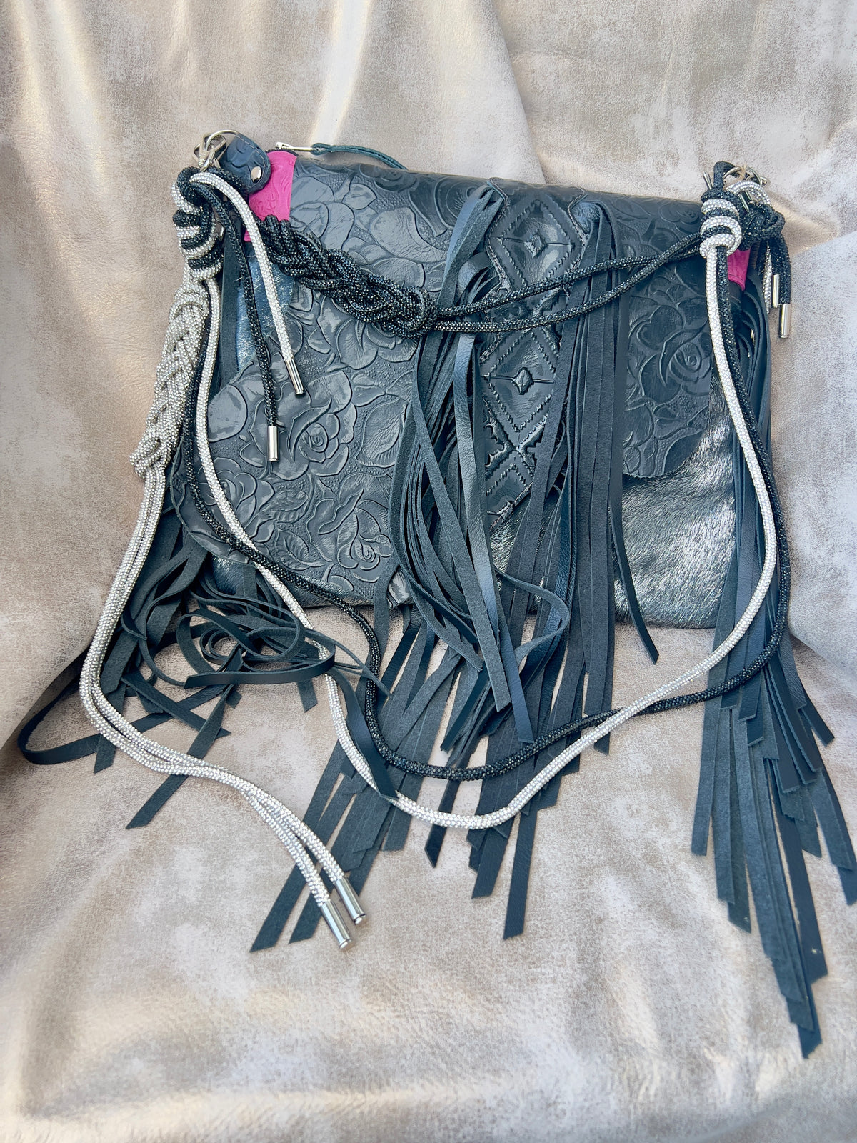 Black and Silver Rhinestone Strap