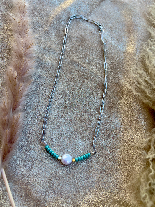 Coin Pearl Chain Necklace