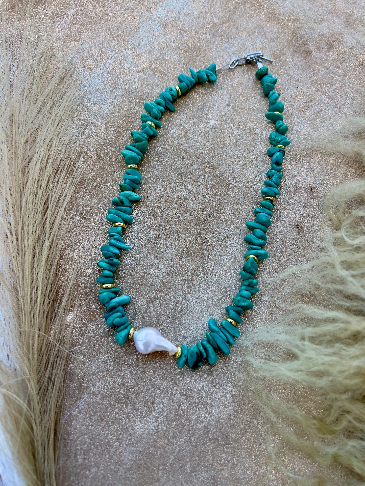 Turquoise and Pearl Necklace