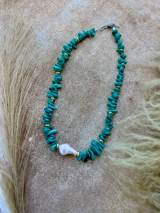 Turquoise and Pearl Necklace