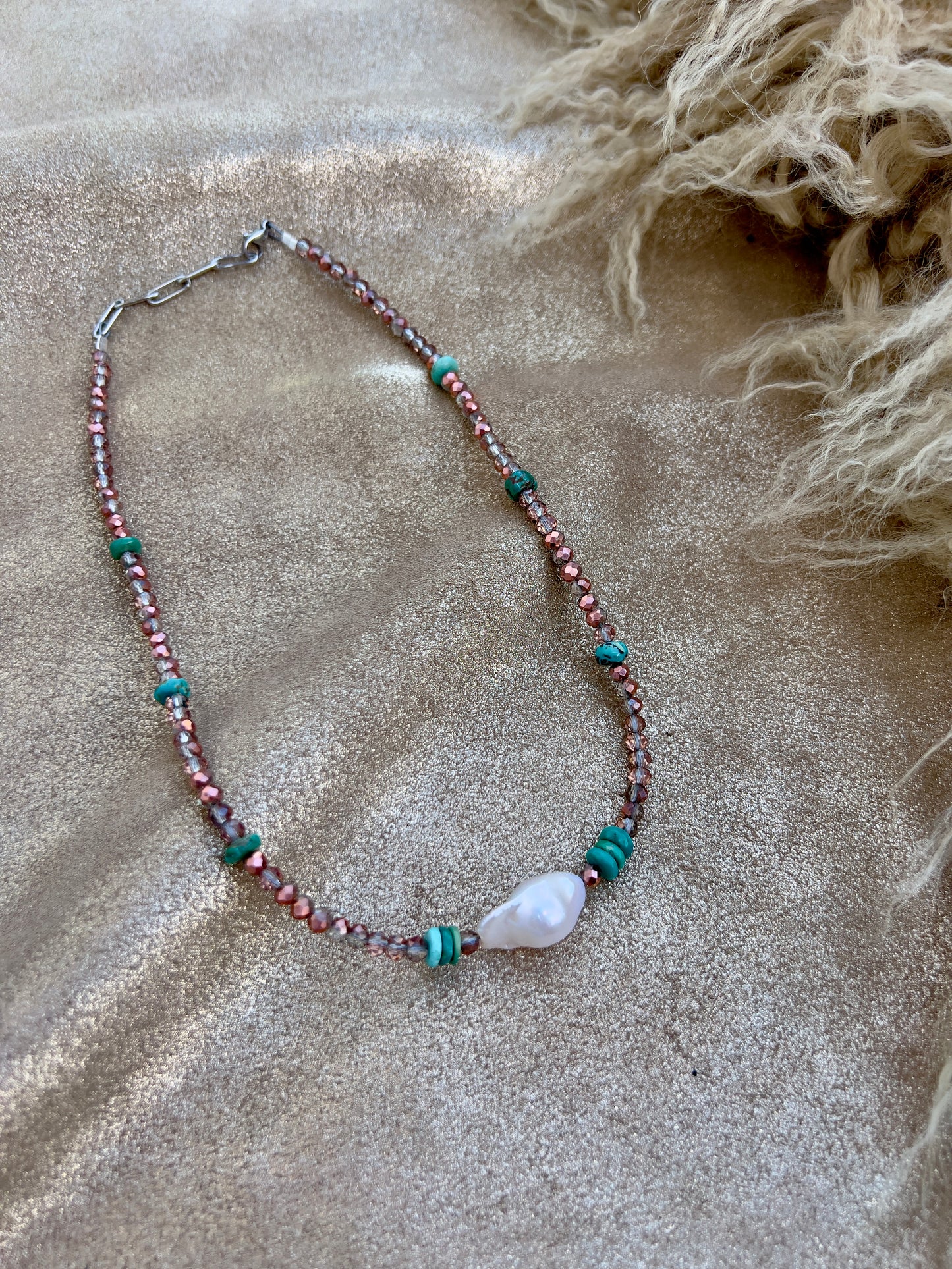 Baroque Pearl and Turquoise Necklace