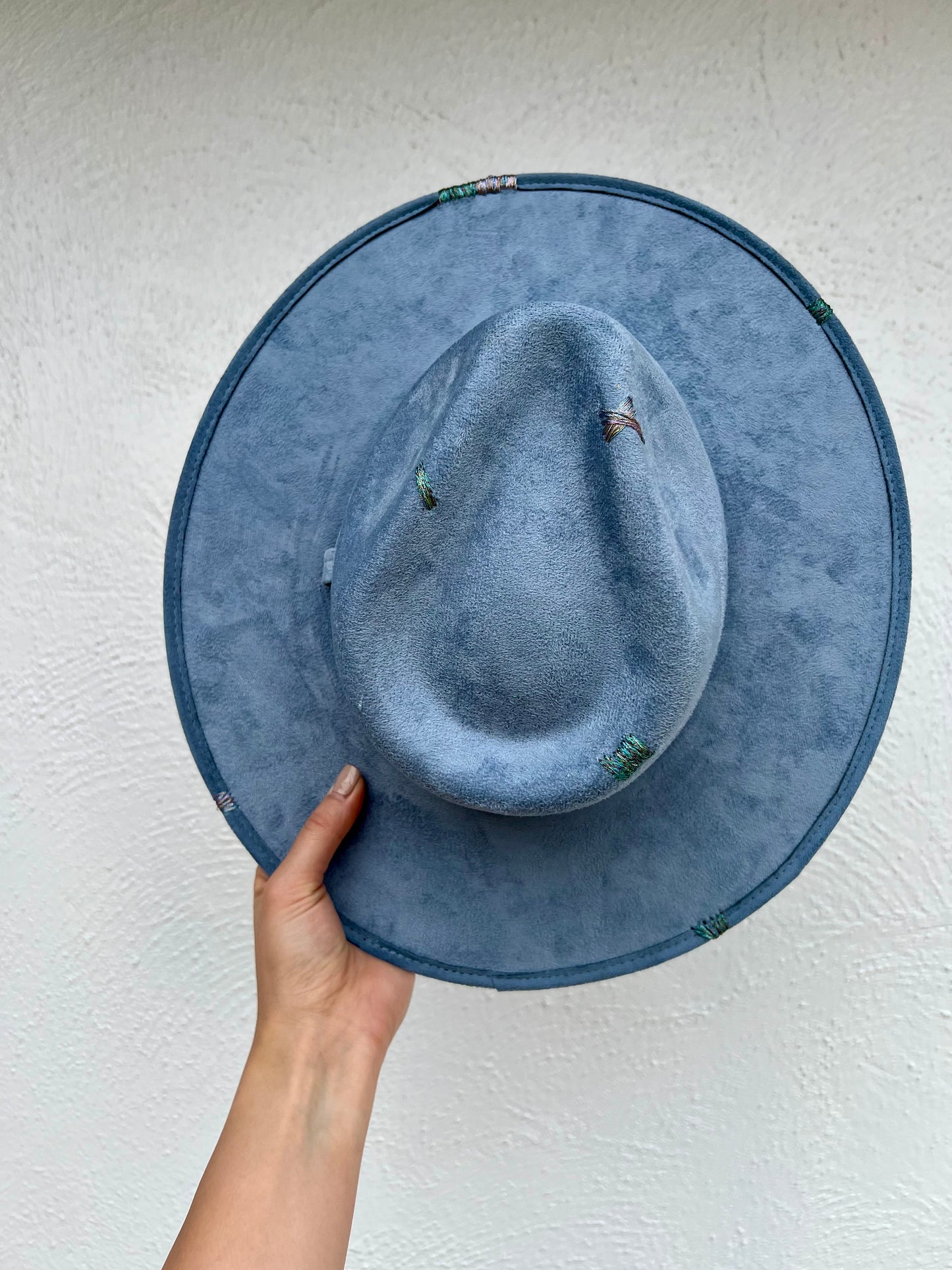 Denim Blue And Metallic Hat