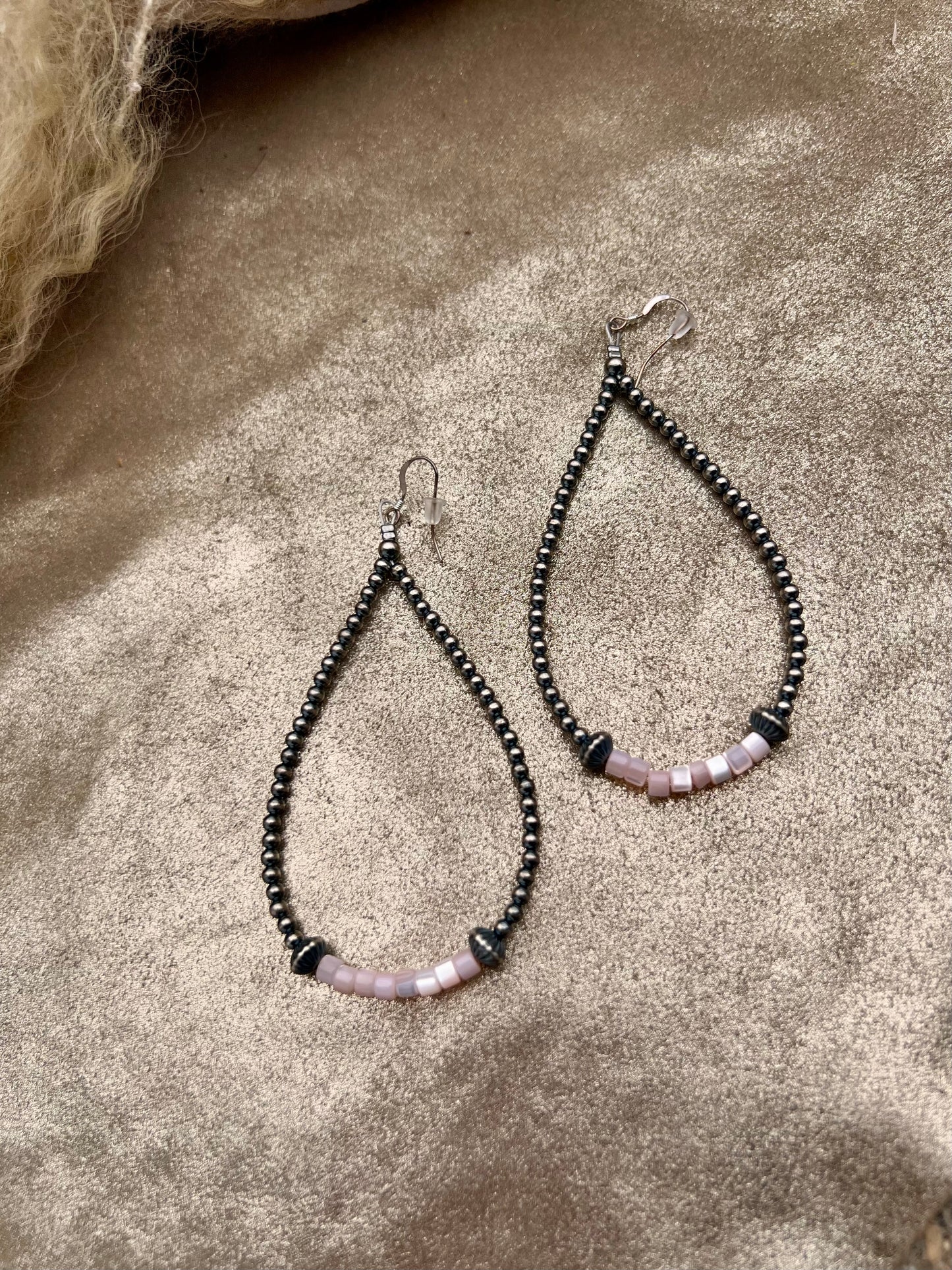 Sterling Silver Pearl and Pink Shell Earrings