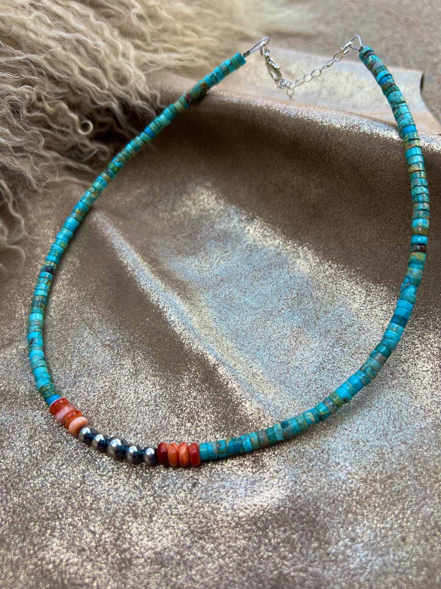 Turquoise and Spiny Oyster Necklace