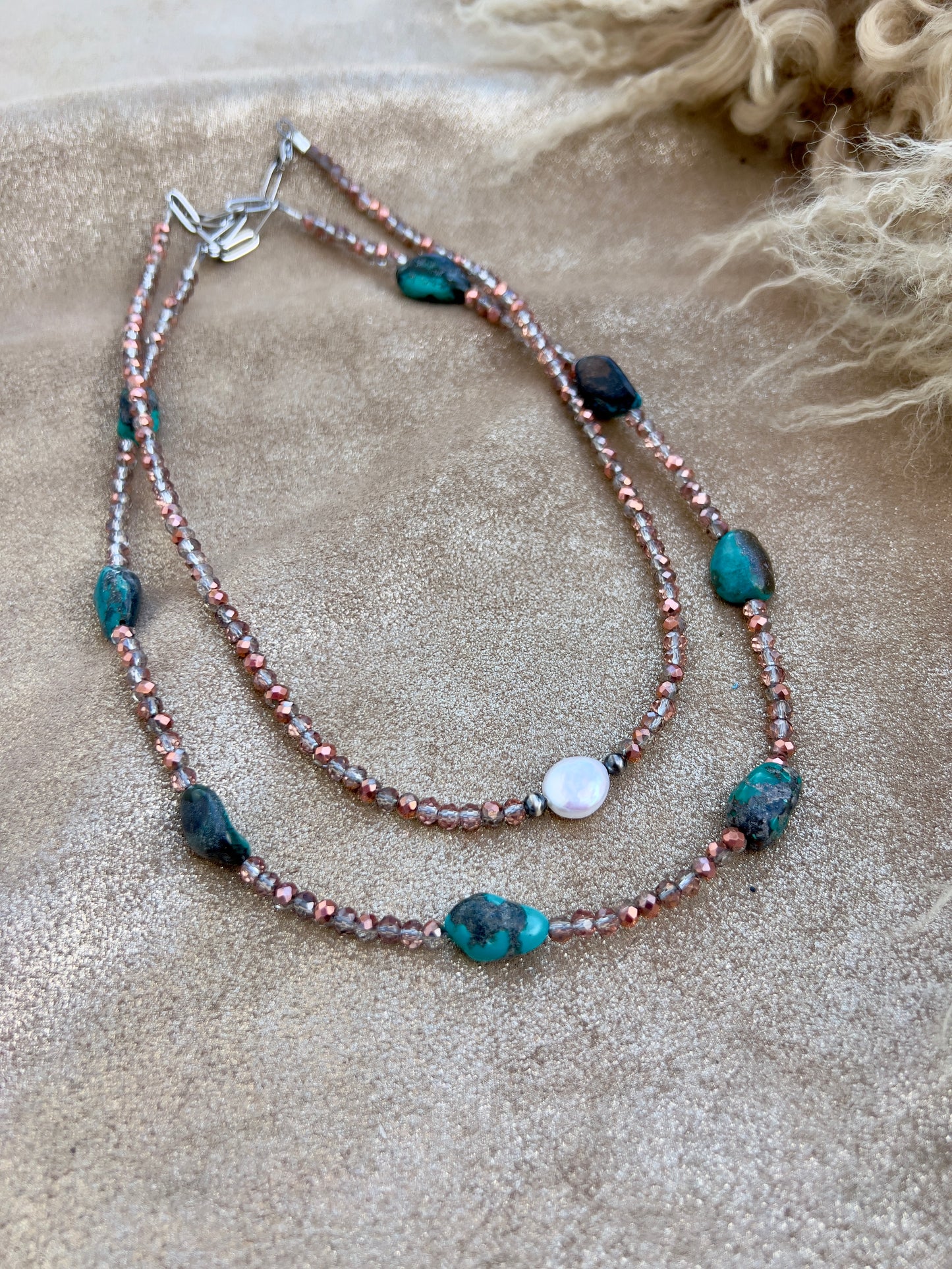 Coin Pearl and Sterling Silver Pearl Necklace