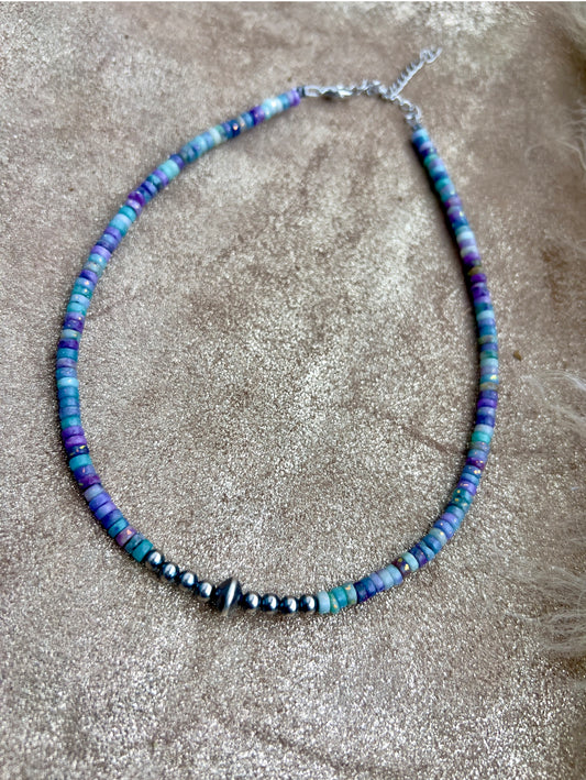 Purple and Sterling Silver Necklace