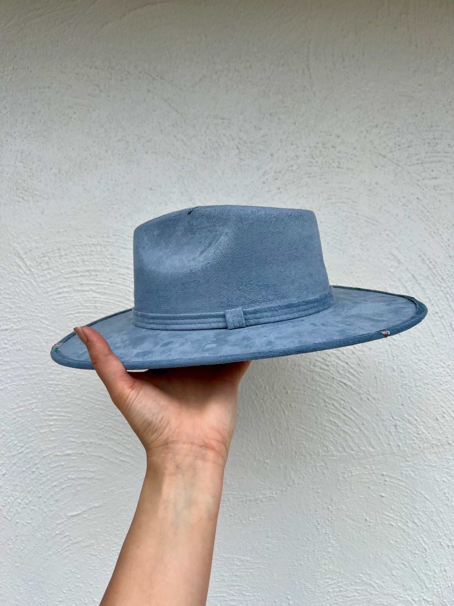 Denim Blue And Metallic Hat