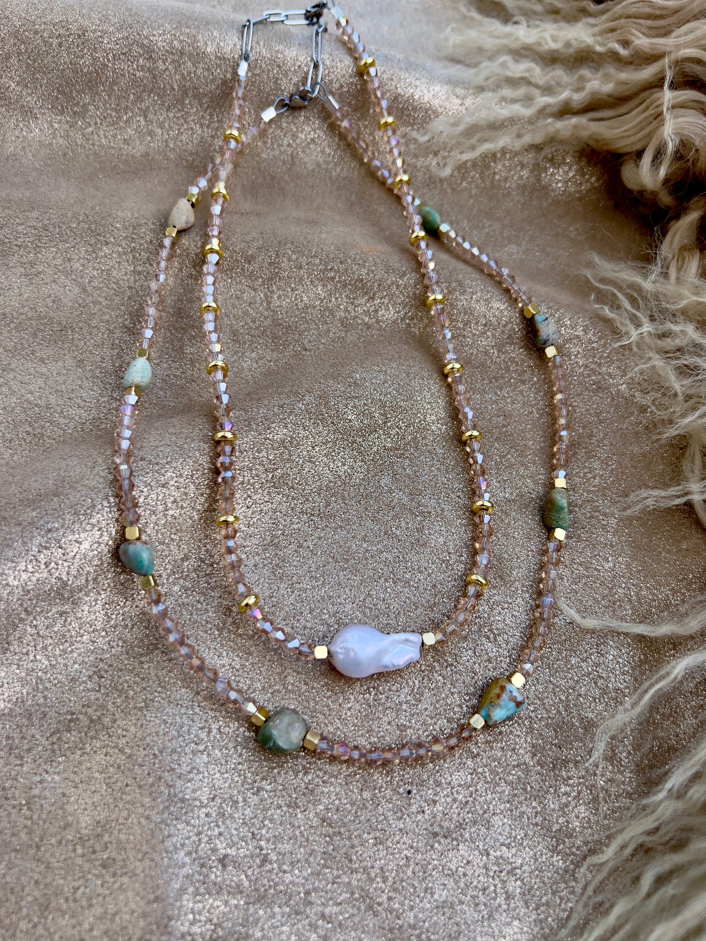 Turquoise and Champagne Necklace