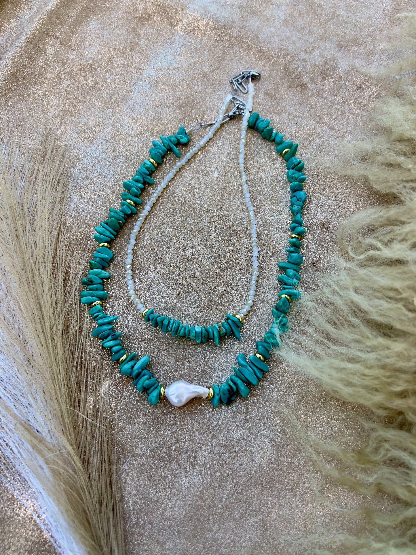 Turquoise and Pearl Necklace