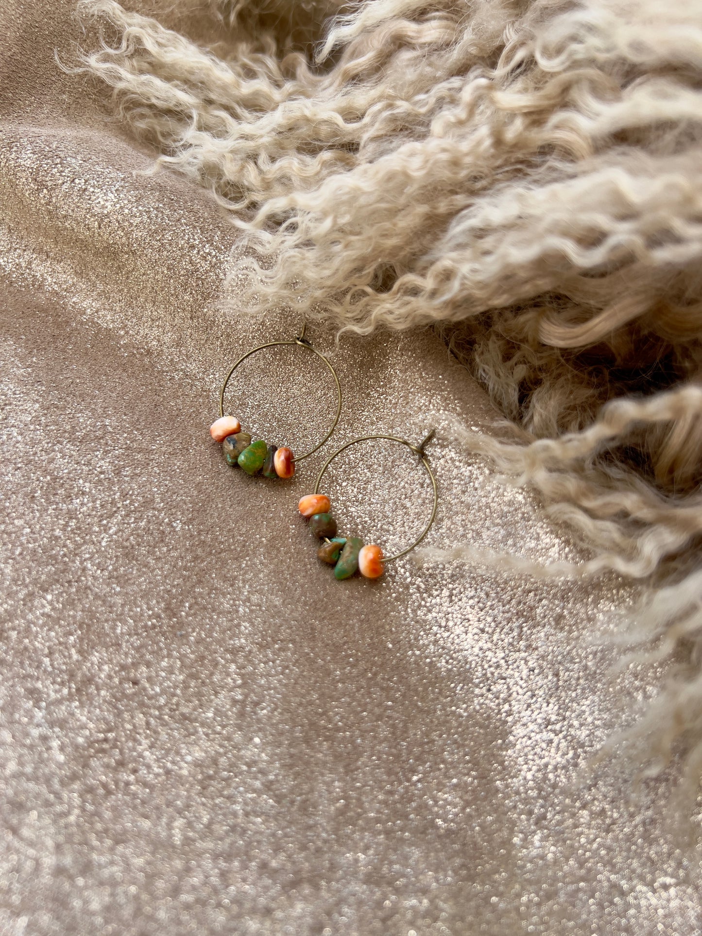 Mini Hoops - Turquoise and Spiny Oyster