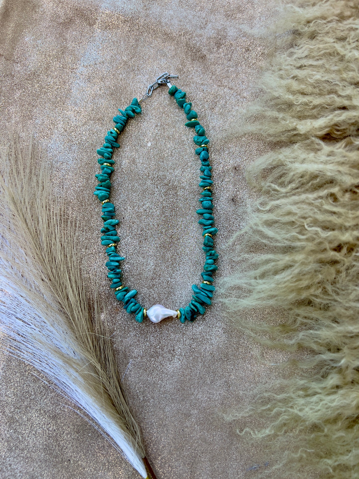 Turquoise and Pearl Necklace
