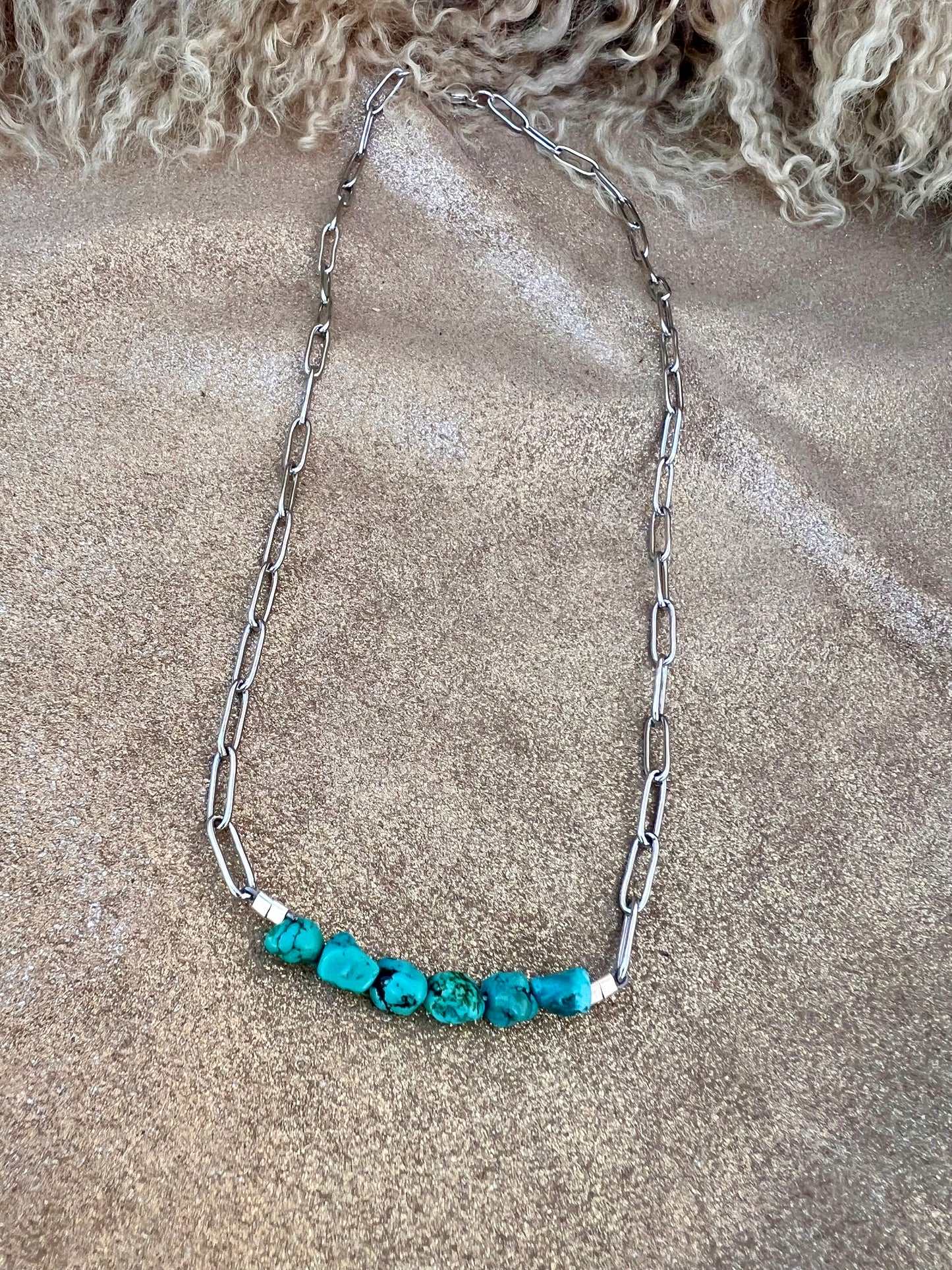 Turquoise Beaded Bar Necklace