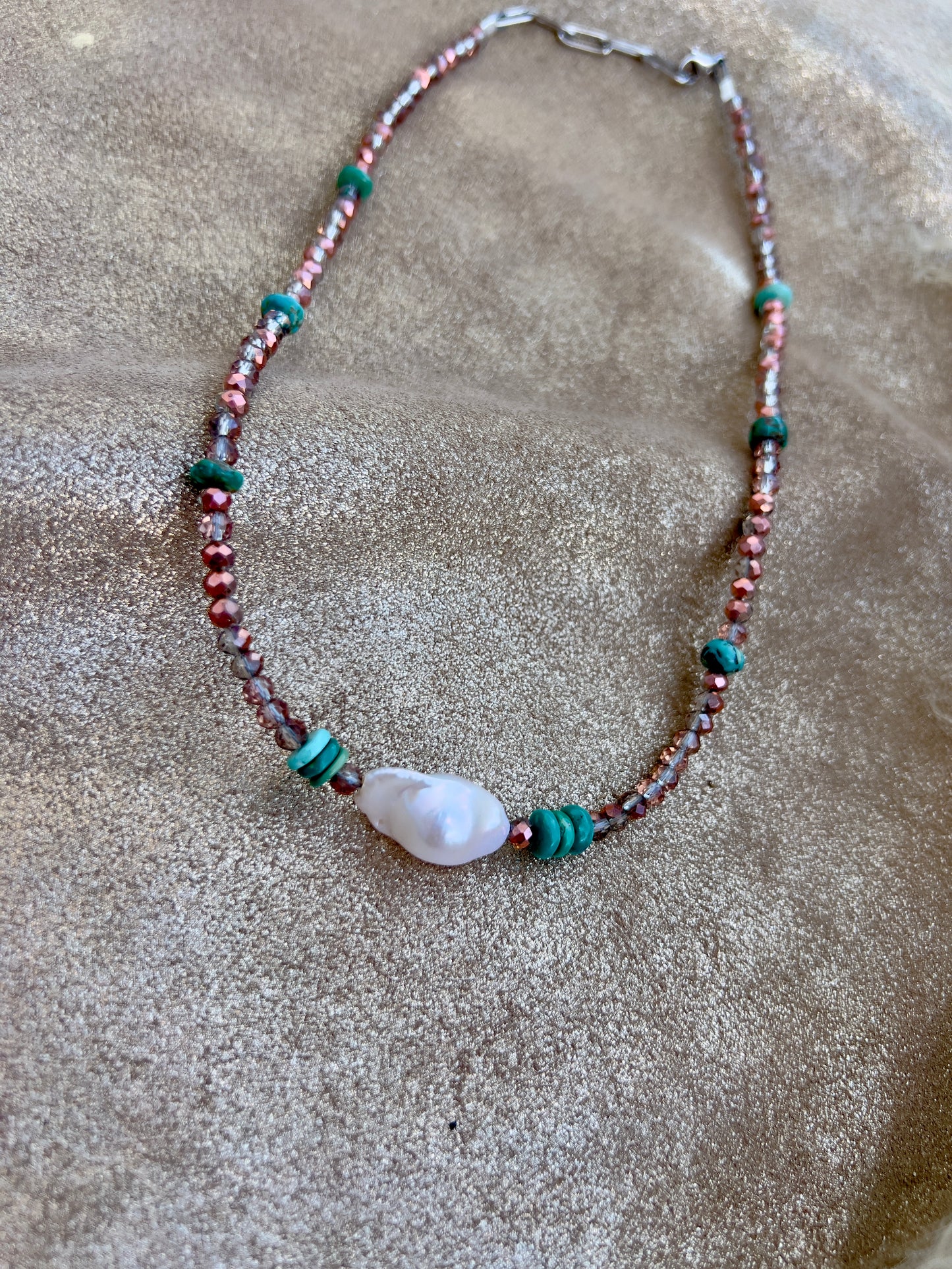 Baroque Pearl and Turquoise Necklace