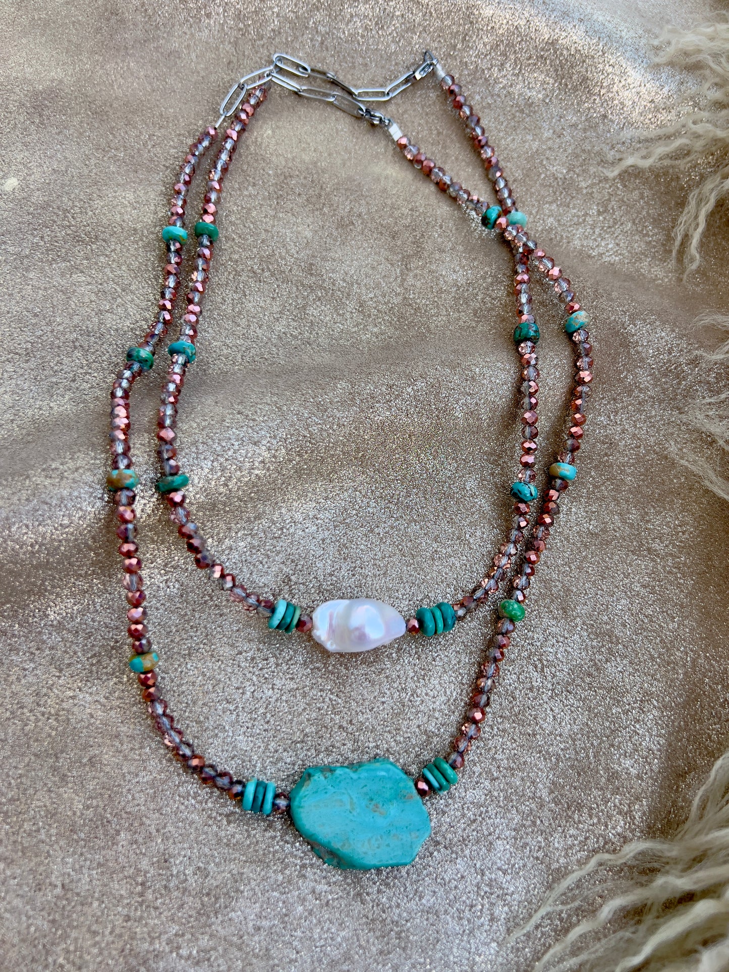 Baroque Pearl and Turquoise Necklace