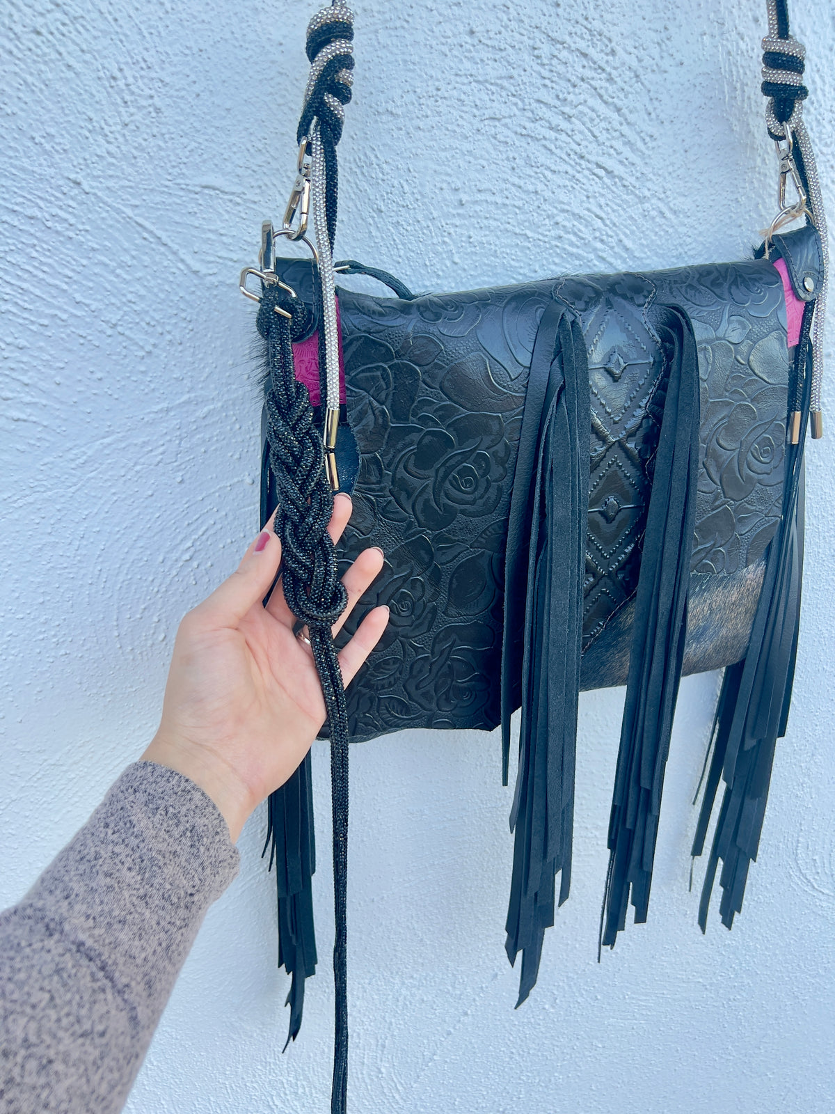Black Rhinestone Tassel or Handle