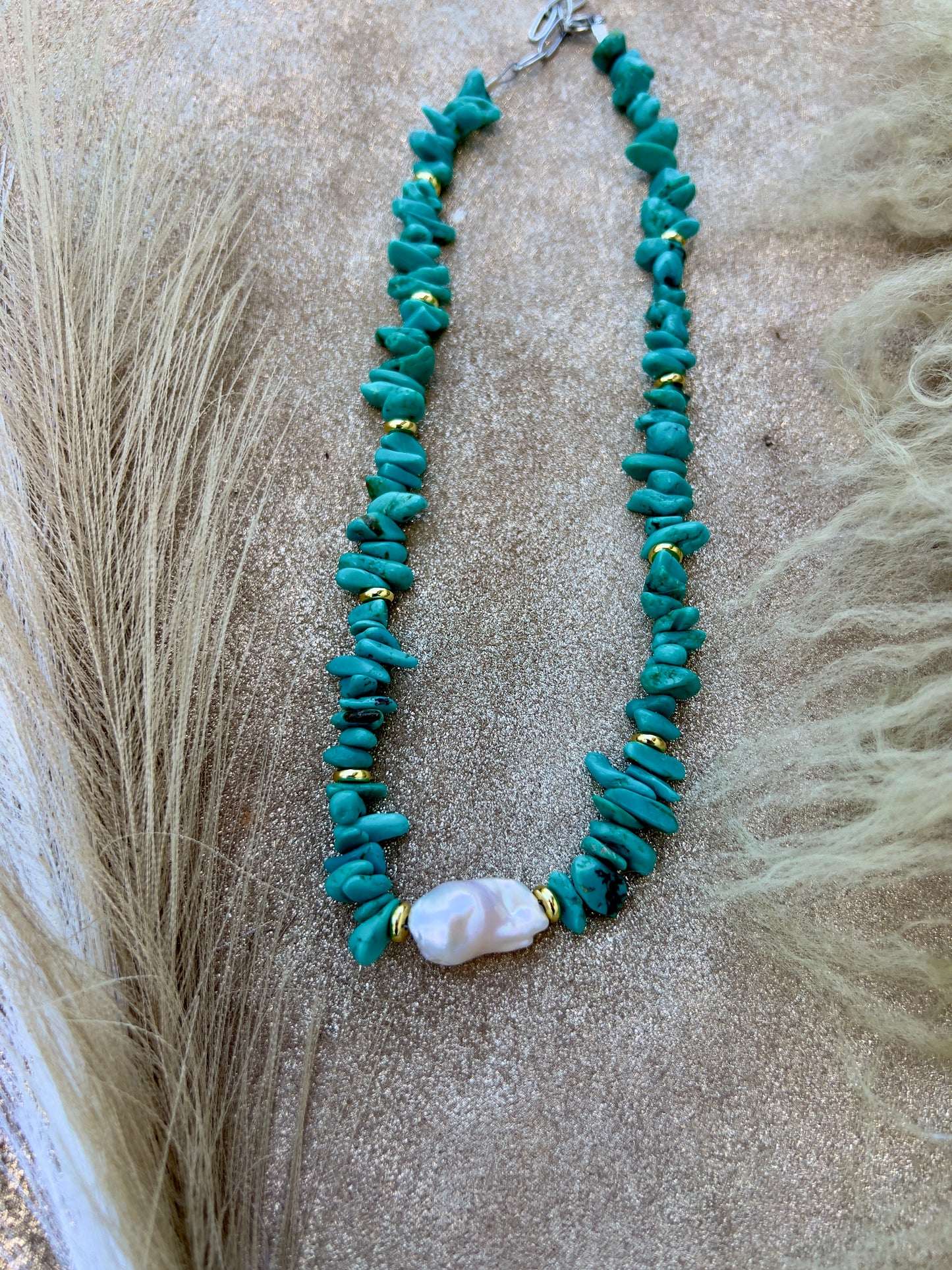 Turquoise and Pearl Necklace