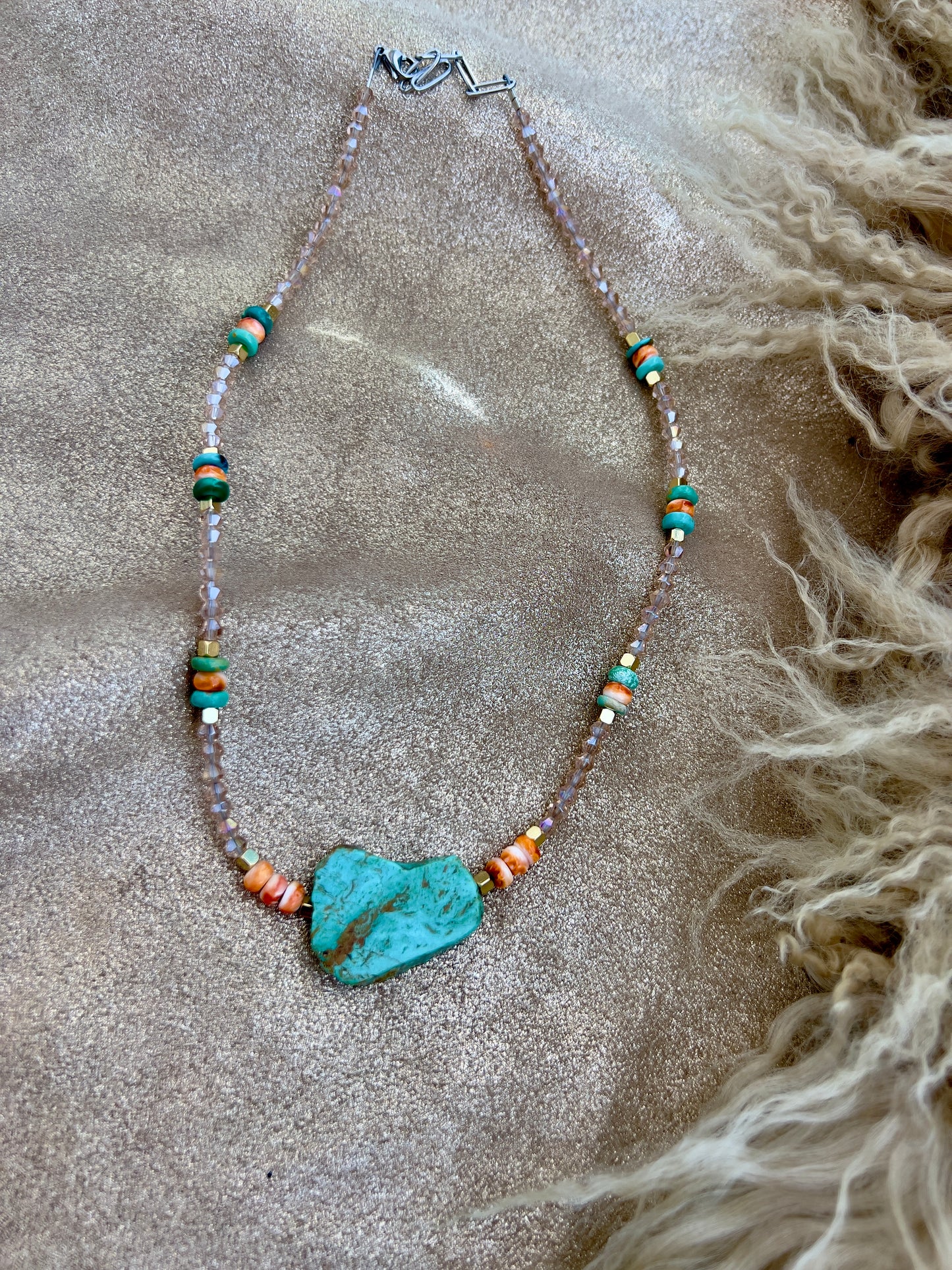 Kingman slab and spiny oyster necklace