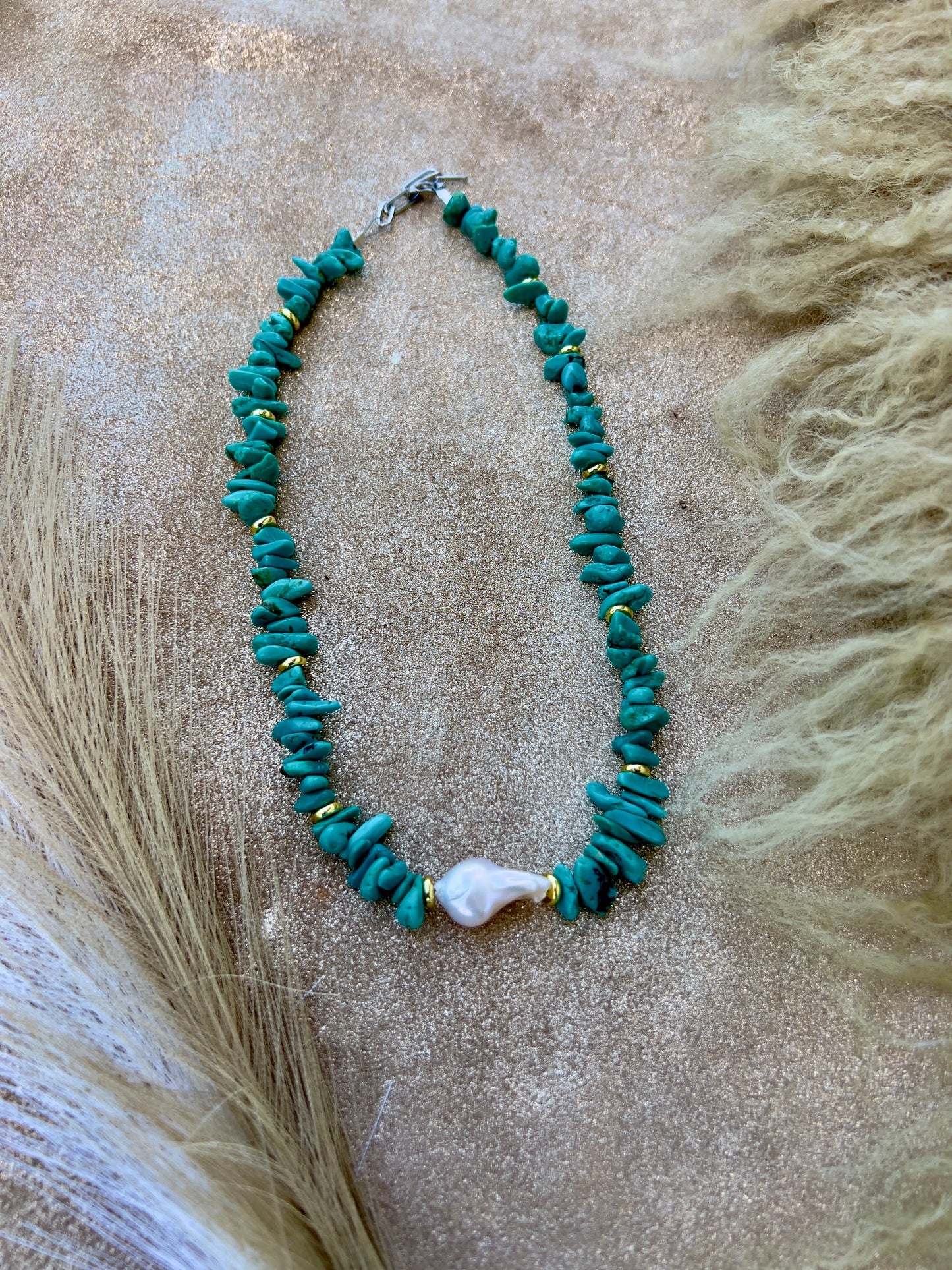 Turquoise and Pearl Necklace