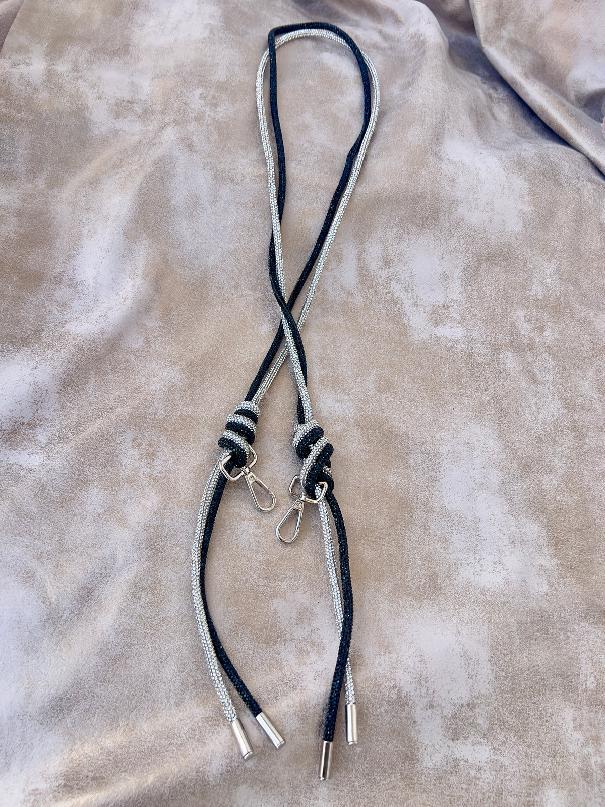 Black and Silver Rhinestone Strap