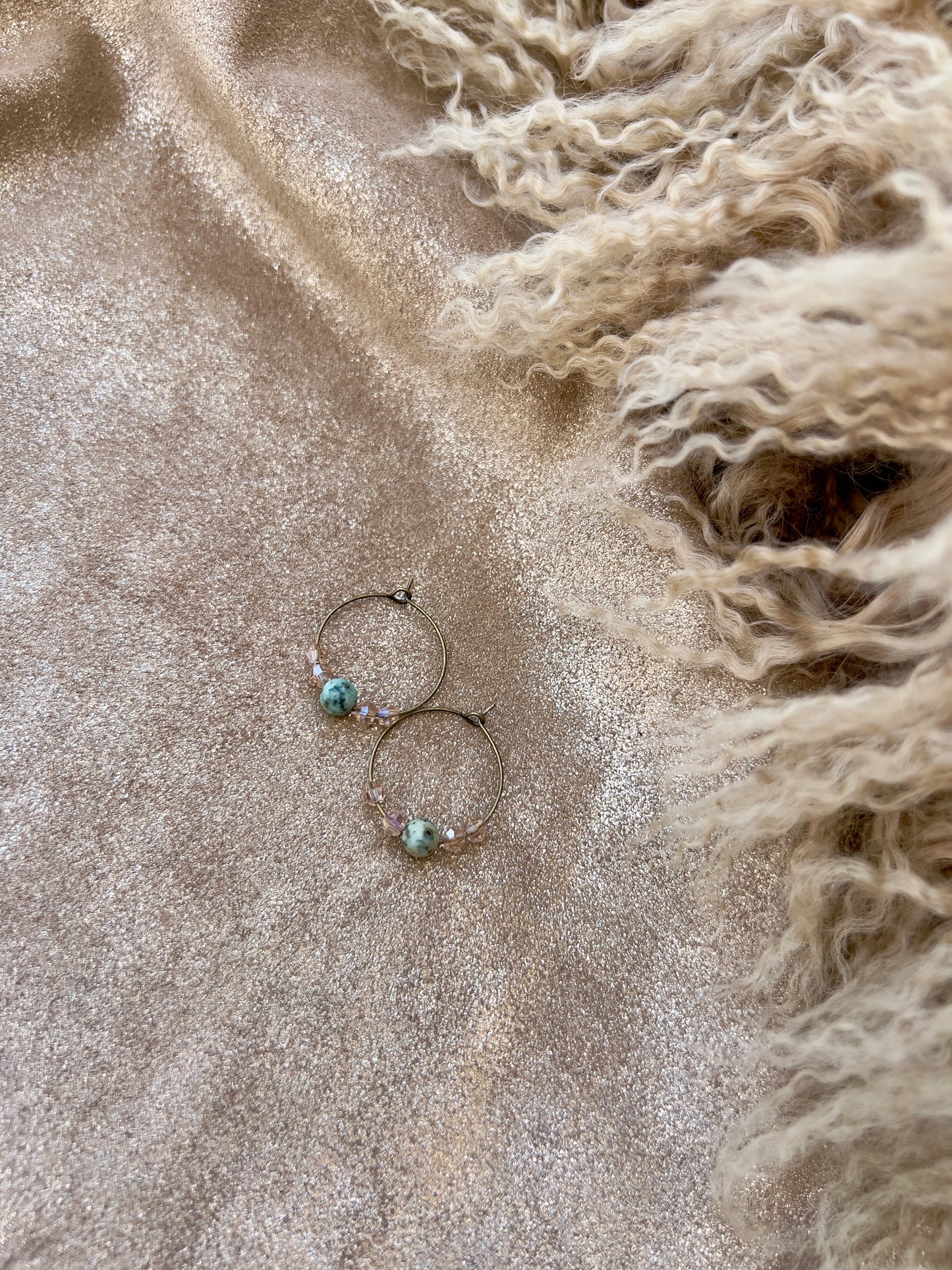 Mini Hoops - Turquoise and Champagne Crystal