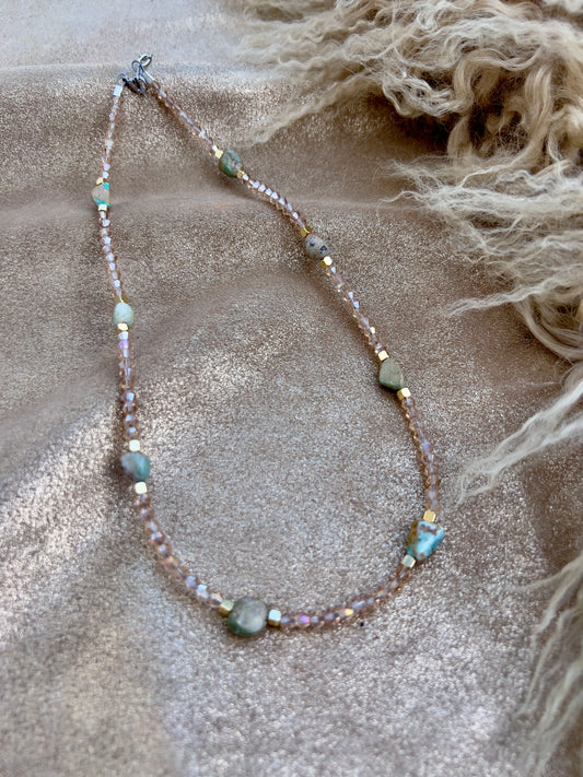 Turquoise and Champagne Necklace