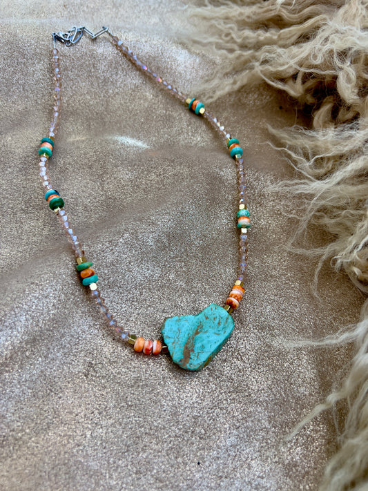 Kingman slab and spiny oyster necklace