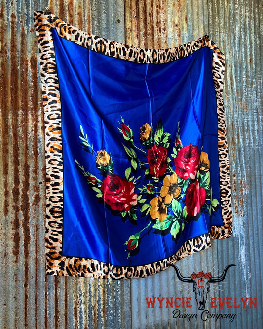 Cheetah Royal Blue Wild Rag